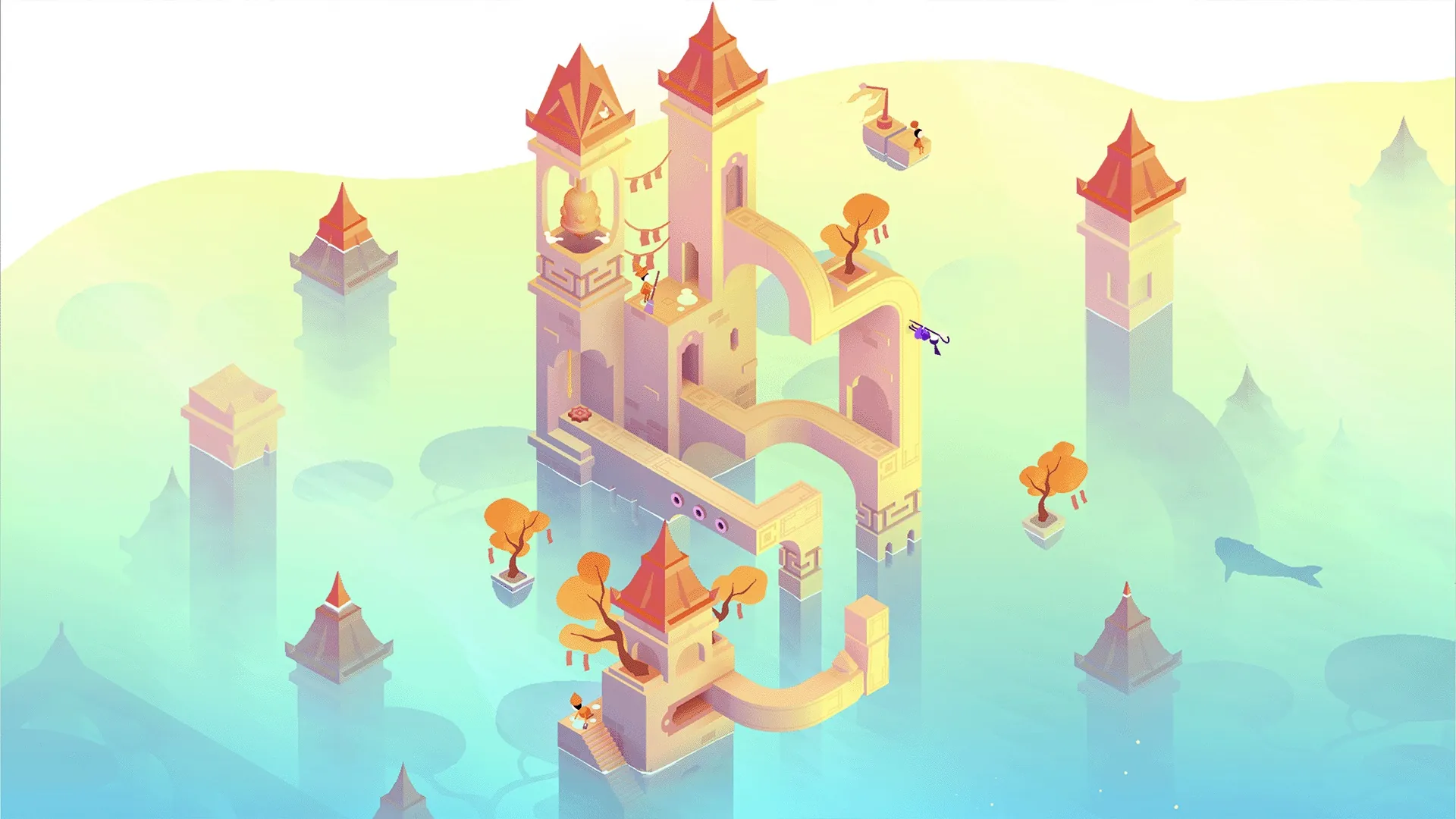 Monument Valley scene with impossible architecture